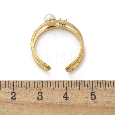 304 Stainless Steel Cubic Zirconia Cuff Rings for Women RJEW-D302-02G-03-1
