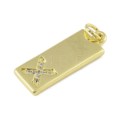 Brass Micro Pave Clear Cubic Zirconia Pendants KK-P266-06G-X-1