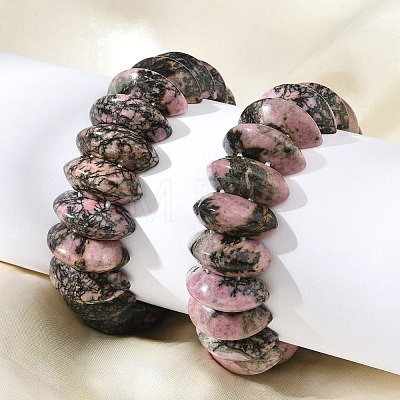 Bicone Natural Rhodonite Beads Stretch Bracelets for Women Men BJEW-C097-05B-1