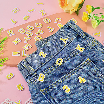 36Pcs 2 Sets 2 Styles Letter A~Z & Number 0~9 Polyester Embroidery Sew On Patches Sets PATC-TA0001-55D-1