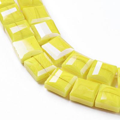 Electroplate Opaque Solid Color Glass Beads Strands EGLA-M020-06-1