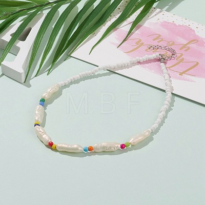 Nuggets ABS Plastic Imitation Pearl Beaded Necklaces NJEW-JN03290-01-1