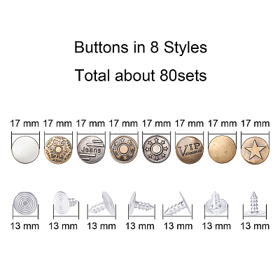 Iron Button Pins for Jeans BUTT-YW0001-01A-1