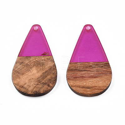Transparent Resin & Walnut Wood Pendants LS-RESI-N025-030-C05-1