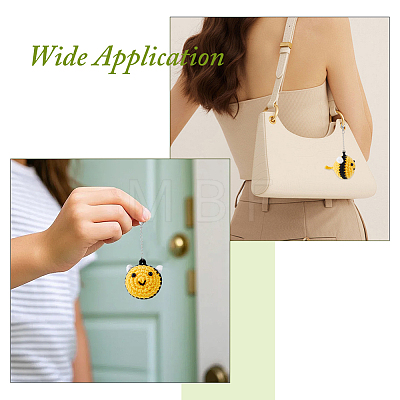 4Pcs Bees Cotton Keychains HJEW-FH00296-1