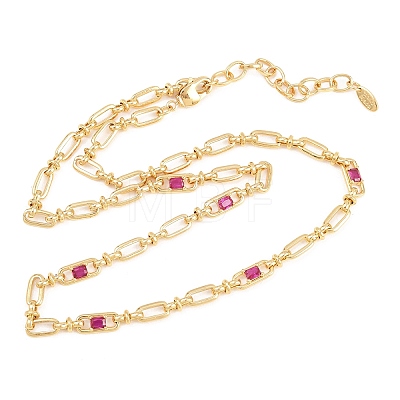 5MM Brass Pave Cubic Zirconia Oval Link Chain Necklaces NJEW-D324-01G-02-1