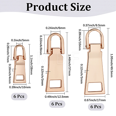 18Pcs 3 Styles Alloy Zipper Pull Tabs FIND-CY0001-83LG-1