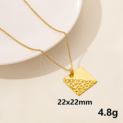 304 Stainless Steel Square Pendant Necklaces ZZ2902-8-1