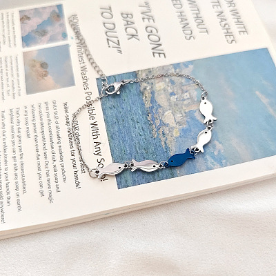 Two Tone 304 Stainless Steel Link Chain Bracelets WGAA5E1-03-1