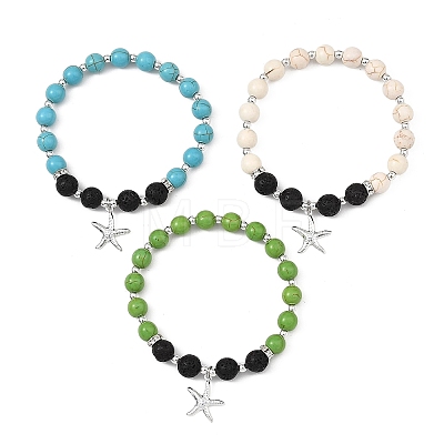 Starfish 304 Stainless Steel Charm Bracelets BJEW-JB14086-1