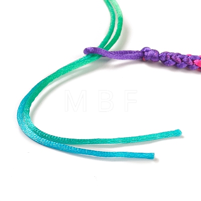 Rainbow Color Polyester Braided Adjustable Bracelet Making for Women BJEW-F454-06-1