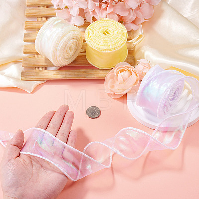 3 Rolls 3 Colors Fishtail Yarn Iridescent Ribbon for Bowknot Making OCOR-TA0004-11B-1