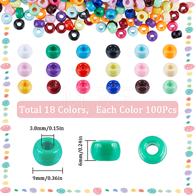 SUNNYCLUE 1800Pcs 18 Colors Opaque Plastic Beads KY-SC0001-83-1