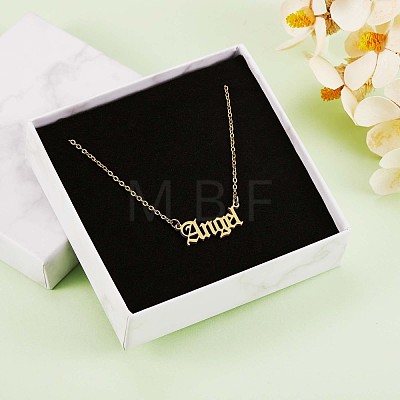 316 Surgical Stainless Steel Word Angel Pendant Necklace for Men Women JN1044A-1