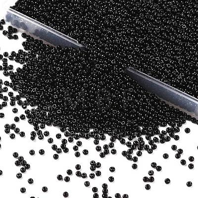 11/0 Glass Seed Beads Black Opaque Colors Diameter 2mm Loose Beads in A Box for DIY Craft SEED-PH0003-01-1