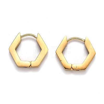 304 Stainless Steel Hexagon Huggie Hoop Earrings STAS-H156-03A-G-1