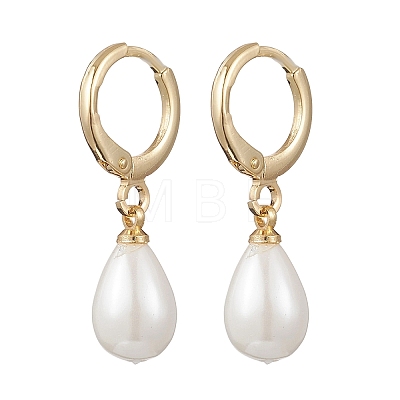 Shell Pearl Leverback Earrings EJEW-JE06905-1