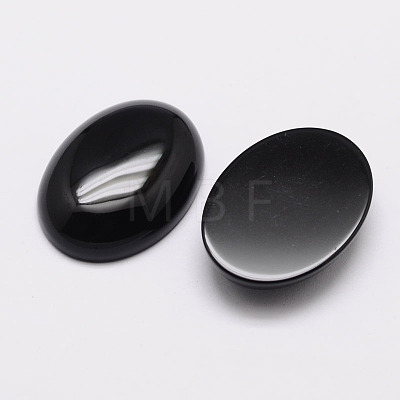 Oval Natural Dyed & Heated Black Agate Cabochons X-G-K020-18x13mm-01-1