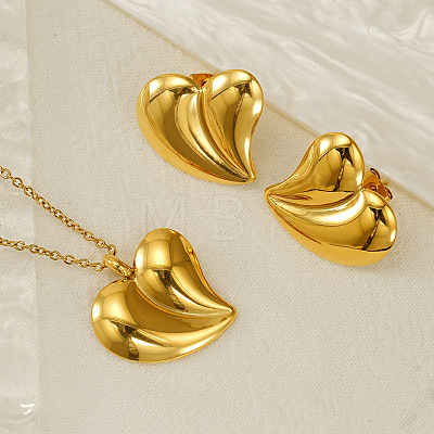 304 Stainless Steel Pendant Necklaces & Stud Earrings FS-WG14082-12-1