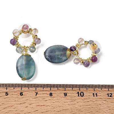 Natural Mixed Stone Dangle Stud Earrings EJEW-G454-01G-1