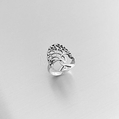 Tree of Life Brass Finger Rings FIND-PW0020-05AS-1