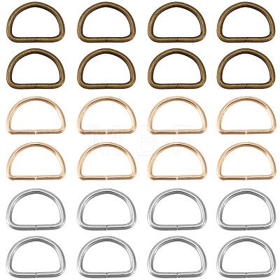 120Pcs 3 Colors Iron D Rings IFIN-CL0001-17-1
