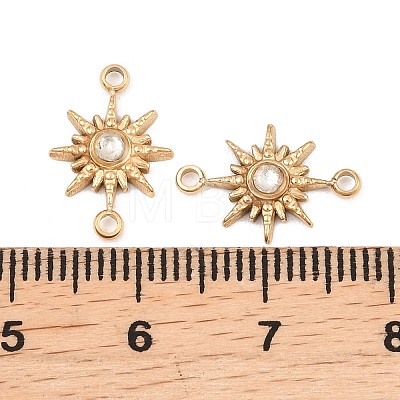 304 Stainless Steel Micro Pave Cubic Zirconia Connector Charm X-ZIRC-F147-02G-03-1