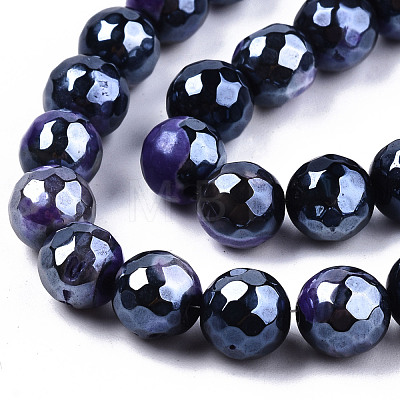 Electroplate Natural Agate Beads Strands G-T131-54F-1