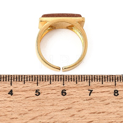Brass with Synthetic Goldstone Cuff Open Rings for Women GG-CBA0B5A-04G-02-1