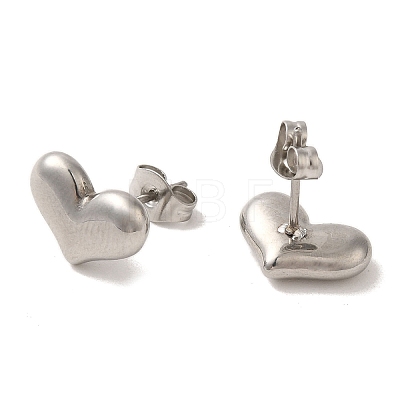 304 Stainless Steel Heart Stud Earrings EJEW-C099-12P-1