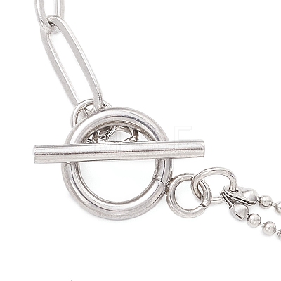 304 Stainless Steel Ball & Paperclip Chains Bracelets for Women BJEW-JB12716-1
