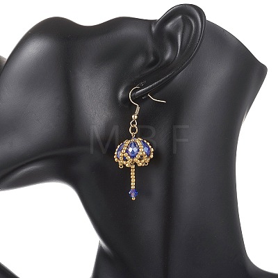 Transparent Electroplate Glass & Seed Glass Beads Dangle Earrings EJEW-MZ00714-1
