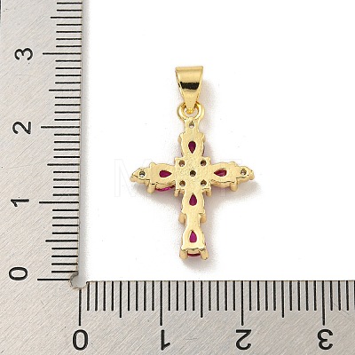 Rack Plating Brass Micro Pave Cubic Zirconia Pendants X-KK-C074-32G-01-1
