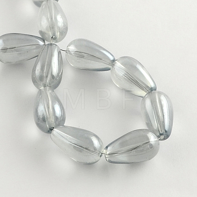Electroplate Transparent Glass Teardrop Bead Strands EGLA-Q047-8x13mm-05D-1