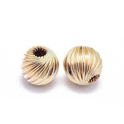 Yellow Gold Filled Corrugated Beads KK-L183-034A-1