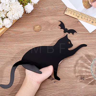 Cat & Bat Acrylic Door Topper AJEW-WH0596-009-1