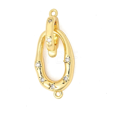 Rack Plating Brass Micro Pave Clear Cubic Zirconia Fold Over Clasps KK-K392-48G-1