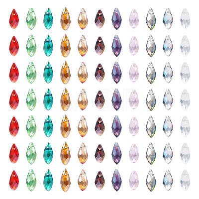 Craftdady 220Pcs 11 Colors Electroplate Glass Faceted Teardrop Beads Strands EGLA-CD0001-09-1