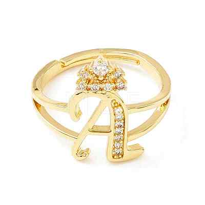 Clear Cubic Zirconia Initial Letter with Crown Adjustable Ring RJEW-M139-17A-1