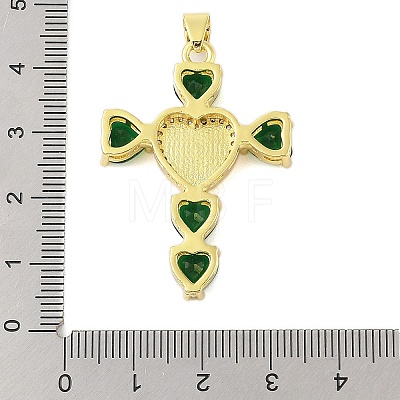 Rack Plating Brass Micro Pave Cubic Zirconia Heart Shape Virgin Mary Cross Pendant KK-S380-44B-G-1