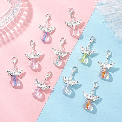 Heart Angel Alloy & Acrylic Pendant Decorations HJEW-JM04595-1