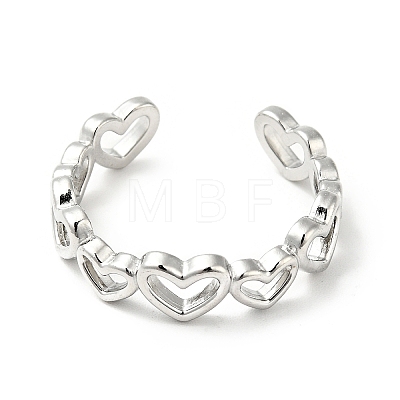304 Stainless Steel Heart Wrap Open Cuff Ring RJEW-C040-01P-1