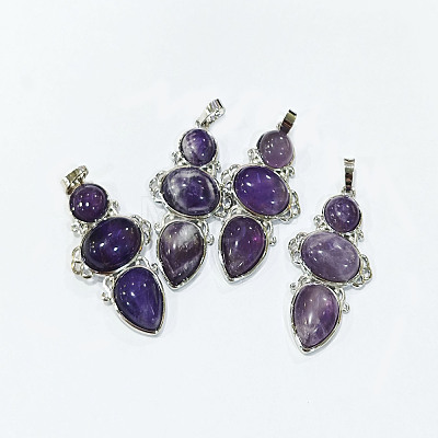 Natural Amethyst Pendants G-Q158-04A-1