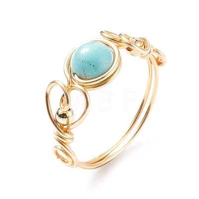 Synthetic Turquoise Braided Finger Ring RJEW-TA00042-04-1
