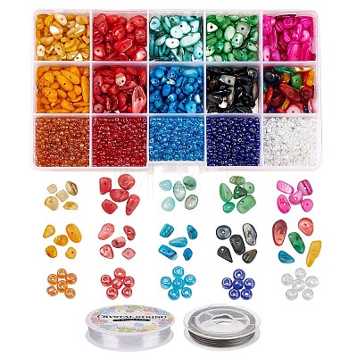 DIY Glass & Shell Beads Bracelet Making Kit DIY-YW0004-42-1