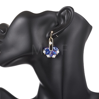 Fan Glass Dangle Stud Earrings EJEW-MZ00674-03-1