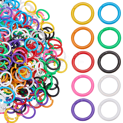400Pcs 10 Colors PE Loose Leaf Book Binder Hinged Rings AJEW-GO0004-52-1