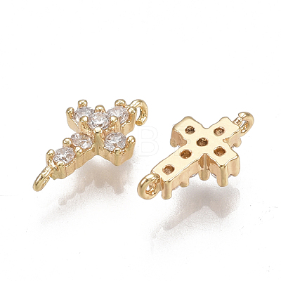 Brass Micro Pave Cubic Zirconia Links KK-T038-386G-1