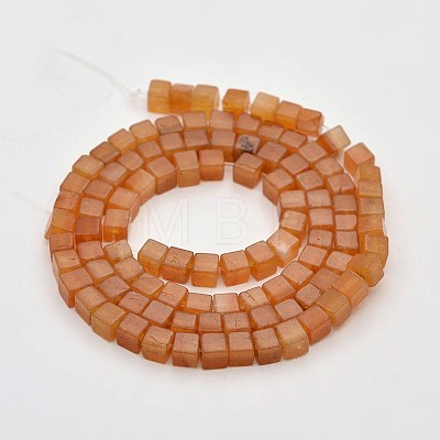 Cube Natural Red Aventurine Beads Strands G-N0154-26-1