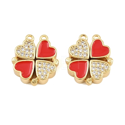 Brass Micro Pave Clear Cubic Zirconia and Enamel Connector Charms AL-CBA6E16-01G-A-1